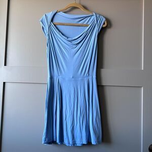 Les Lunes Dress Womens Small Medium Light Blue Cowl‎ Neck Bamboo Rayon Stretch